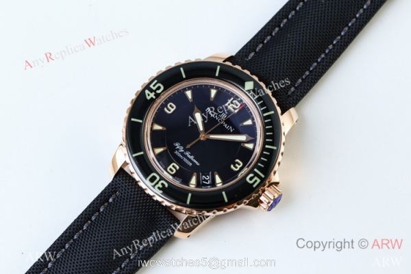 Swiss Grade Blancpain Fifty Fathoms Automatique Rose Gold Watch Best Replica 1:1 3