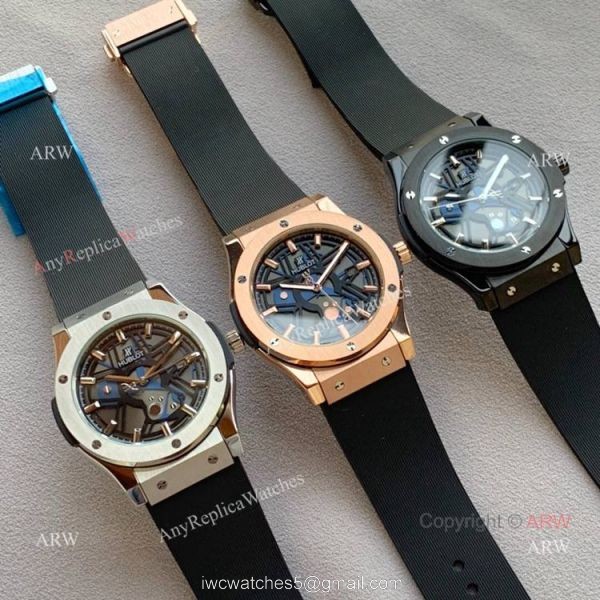 Copy Hublot Classic Fusion Men Watch Black Case Rubber Bracelet 3