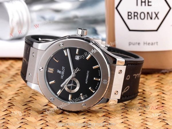 Copy Hublot Classic Fusion Men Watch Black Plated Silver Dial 3