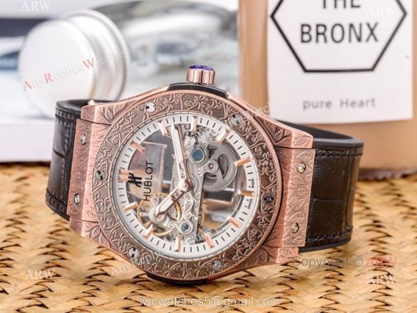 Copy Hublot Classic Fusion Tattoo Wristwatch Black Gummy Strap 3