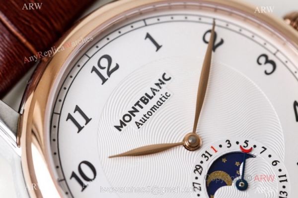Best 1 1 Replica Mont Blanc Star Legacy Moonphase Rose Gold Watch Swiss Made 3