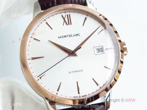 Montblanc AAA Watches Heritage Spirit 2824 Rose Gold Silver Dial Watch 3