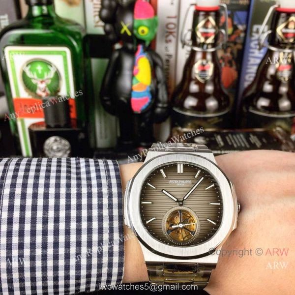 Best Copy Replica Patek Philippe Tourbillon Stainless Steel Black Dial Watches 40mm 3