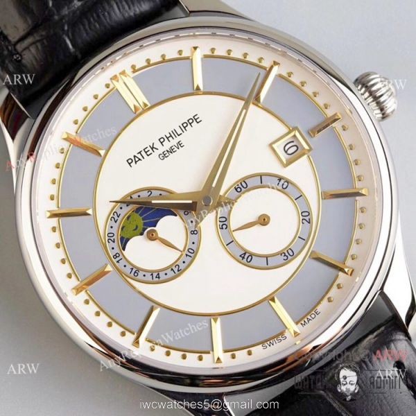 Grade 1A Replica Patek Philippe Moonphase White Dial Watch New Patek Philippe AAA 3