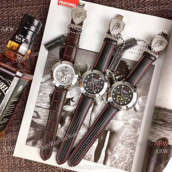 New Copy Lamborghini Herrenuhr Chronograph watch SS Black Dial 3