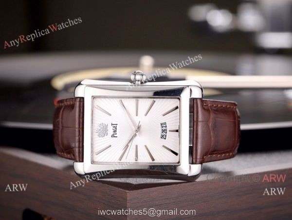 Copy Piaget Automatic Watches 40mm SS Black Dial Black Leather Band 3