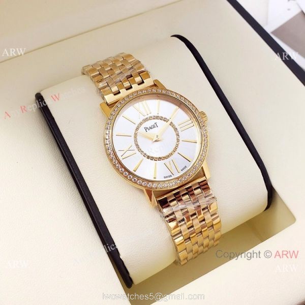 Best Copy Piaget Ladies Quartz Watches Stainless Steel Black Face 36mm 3