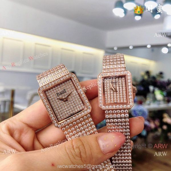 Swiss Replica Piaget Polo Diamond Watches All Gold Sapphire Glass 3