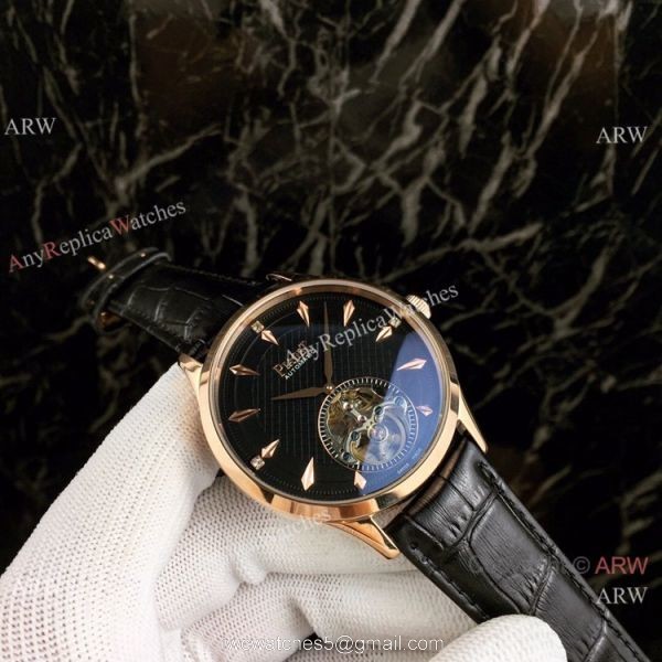 Piaget Polo Tourbillon Copy Watches White Dial Black Leather Strap 3