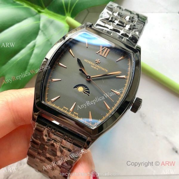 Buy Vacheron Constantin Geneve Fake Malte Moonphase Watch Black and White 3