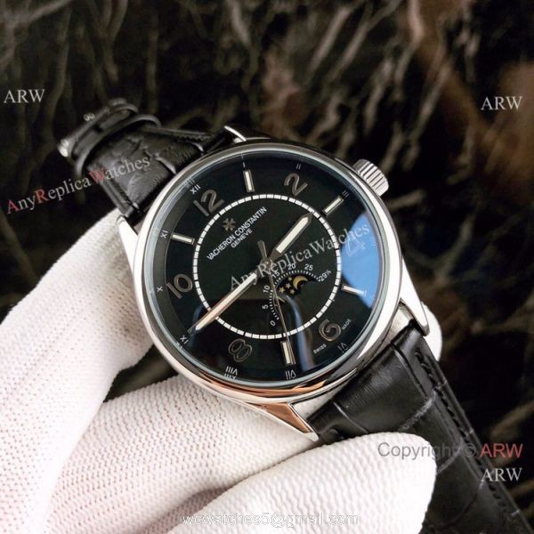 Copy Vacheron Constantin Moon phase Men Watches Silver Dial 3