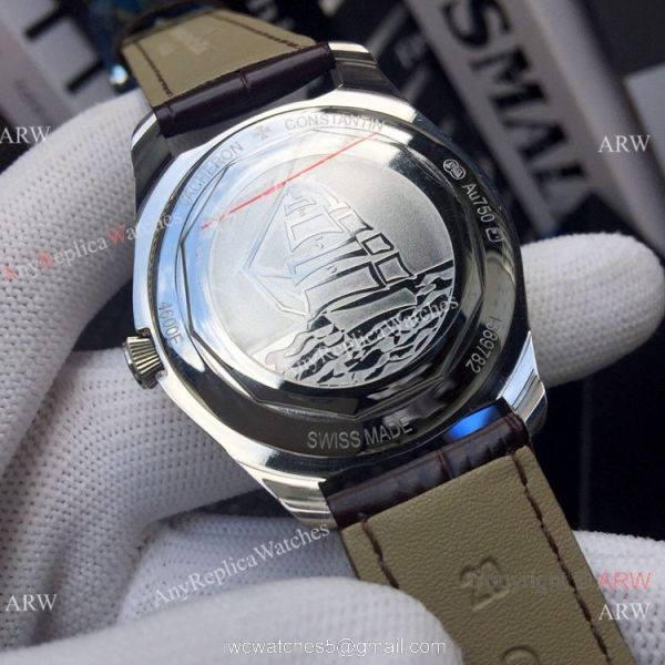 Vacheron Constantin Moonphase Watch Gray Dial Black Leather Strap 3