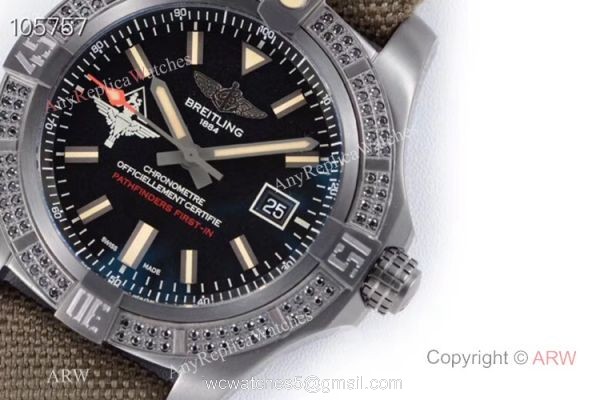 GB Swiss Replica Breitling Avenger blackbird V2 Watch Titanium Case Green Strap 3
