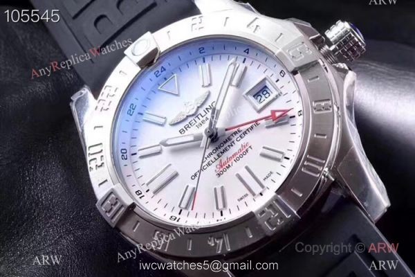 GF Factory Copy Breitling Avenger II GMT Watch SS Black Rubber Strap 3