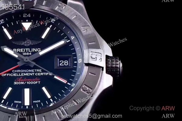 Replica Breitling Avenger II GMT 2836 SS Black Dial Watch GF Factory 3