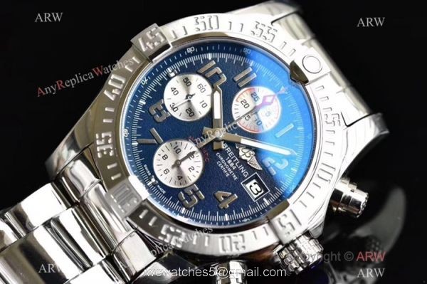 Swiss Grade Replica Breitling Super Avenger II 7750 Watch Stainless Steel Blue Face 3