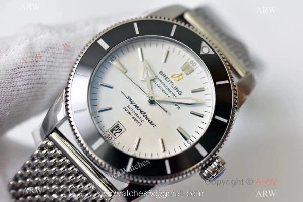 (GF) Replica Breitling Superocean Heritage II SS White Dial Black Ceramic Watch 42mm 3