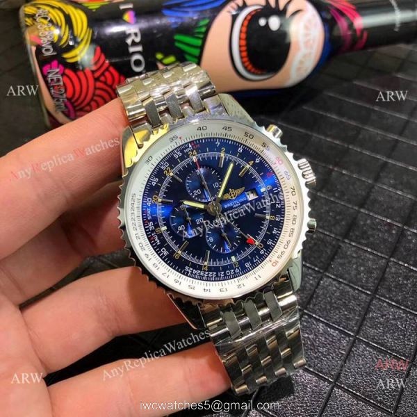 Copy Breitling Navitimer world GMT 45mm Watches Stainless Steel White Face 3