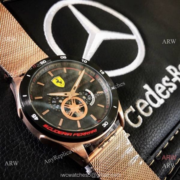 Copy Ferrari Gran Premio Automatico Men Watch Rose Gold White Dial 3