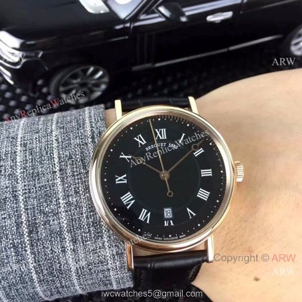 Copy Breguet Classique Date 42mm Men Watch Yellow Gold Silver Dial 3
