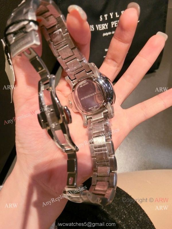 Replica Burberry Stainless Steel Black Dial Quartz Watch 34mm Women 3