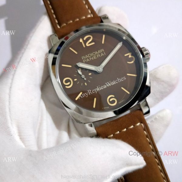 Best Copy Radiomir Panerai SS Brown Leather Strap Watch PAM 619 3