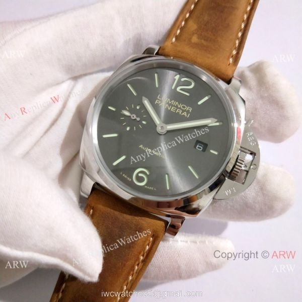 Replica Panerai PAM 904 Luminor DUE Watch SS Gray Face Green Marker 3