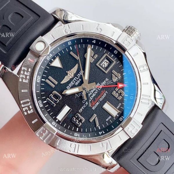 (GF) Replica Breitling Avenger II GMT SS Black Arabic Dial Watch 2019 New 3
