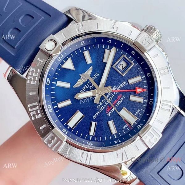 GF Factory Copy Breitling Avenger II GMT 2836 watch Blue Dial Blue Rubber Band 3