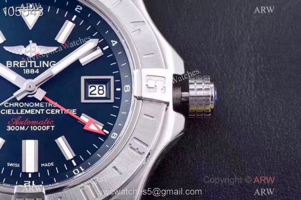 GF Replica Breitling Avenger II GMT SWISS 2836 Watch 43mm Black Face 3