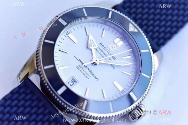 (GF) Swiss Breitling Superocean Heritage II B20 SS Blue Rubber Strap Watch 3