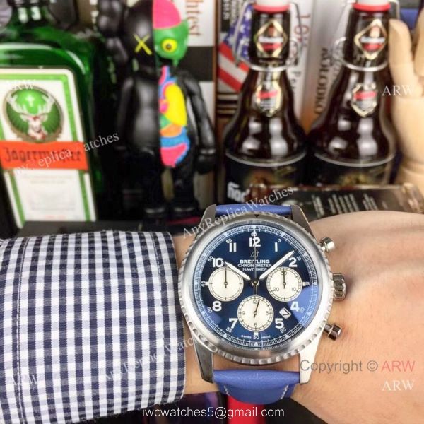 New Copy Breitling Navitimer Chronograph Watches SS Brown Military Strap 3