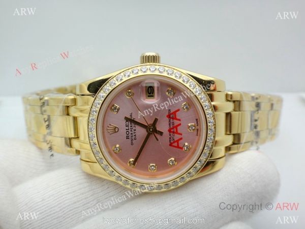 High Quality Rolex Masterpiece All Gold Pink Dial Watch 34mm 3