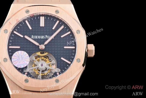 JF Replica Audemars Piguet Royal Oak 26510 Watch Rose Gold Blue Face 41mm 3
