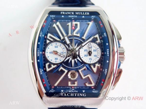 Super Clone Franck Muller Vanguard Yachting 7750 Blue Dial Watch 2019 Replica 3