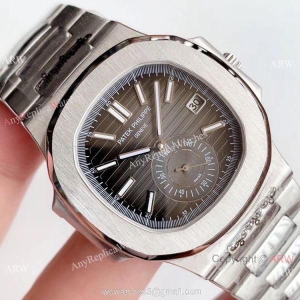 Swiss Grade 1 Copy Patek Philippe Nautilus Stainless steel Grey Face watch 40.5mm 3