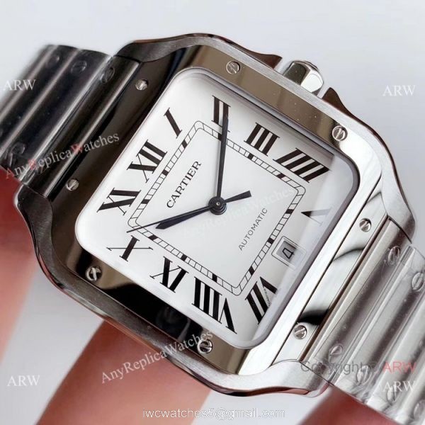 Grade A Replica Cartier Santos Stainless Steel Watch 9015 Automatic Movement 3
