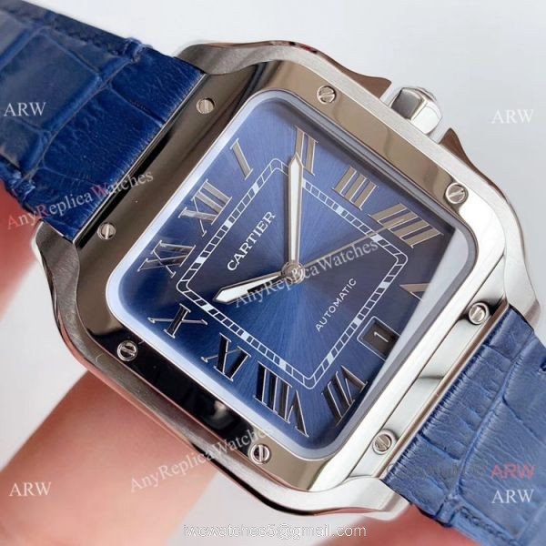 Hbbv6 Replica Cartier Santos Swiss 9015 Gradient Blue Dial Watch 3