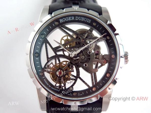 BBR Factory Roger Dubuis Excalibur Rose Gold Skeleton Tourbillon SS Watch 3