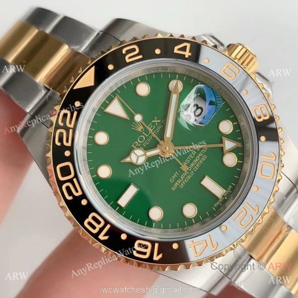 (EW) Two Tone Green Face Rolex Replica GMT-Master II Watch 40mm 3