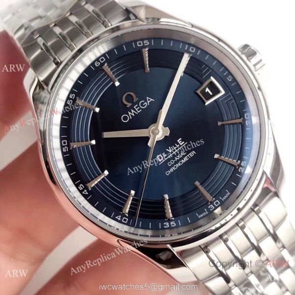 Swiss Grade Omega De Ville Hour Vision VSF 8500 Watch Stainless Steel Dark Blue Face 3
