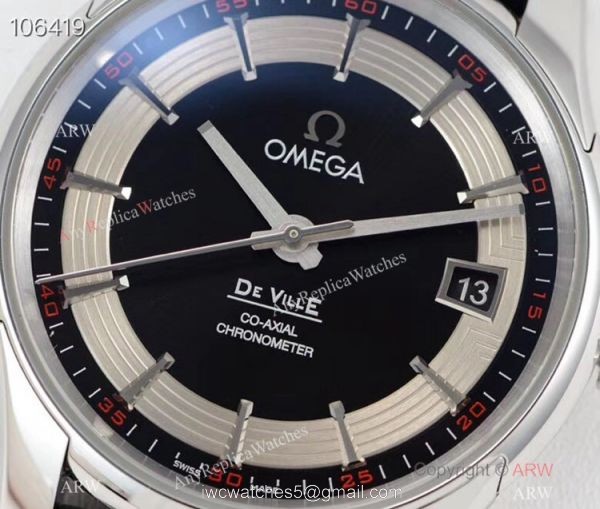 VSF Omega De Ville Hour Vision Co-Axial Copy Watch BlackSilver Face 3