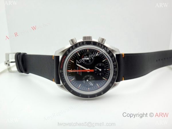 (OM)Swiss Replica Omega Speedmaster Moon SS Black Bezel Watch 3