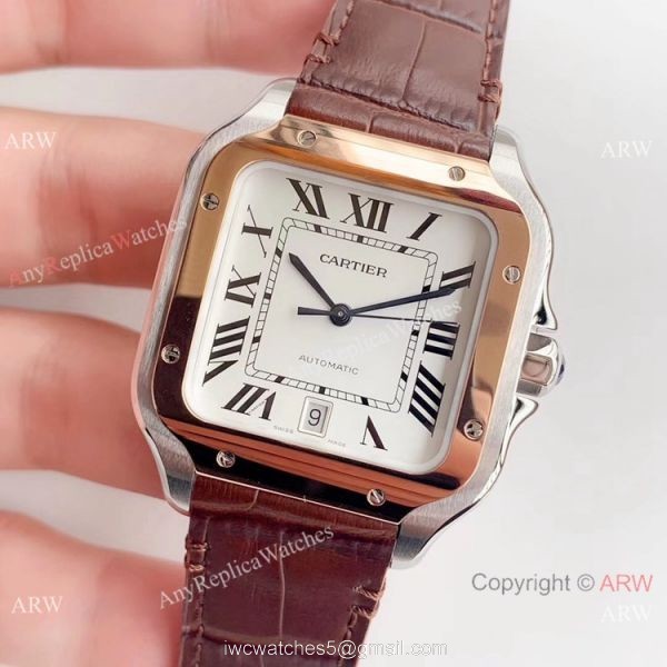 Swiss Grade Copy Cartier Santos HBBv6 Automatic Watch Two Tone Rose Gold 3