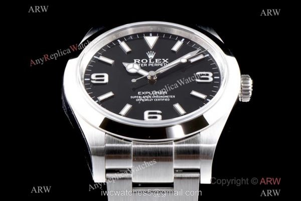 Swiss Replica Rolex Explorer I 3132 Black Dial Watch AR Watch Factory For Sale 3