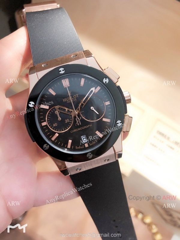 Replica Hublot Classic Fusion Chrono Watches Gray Dial Rose Gold 3