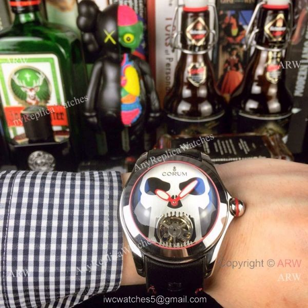 Corum Bubble Skull Tourbillon SS Blue Dial Watch Best Replica 3