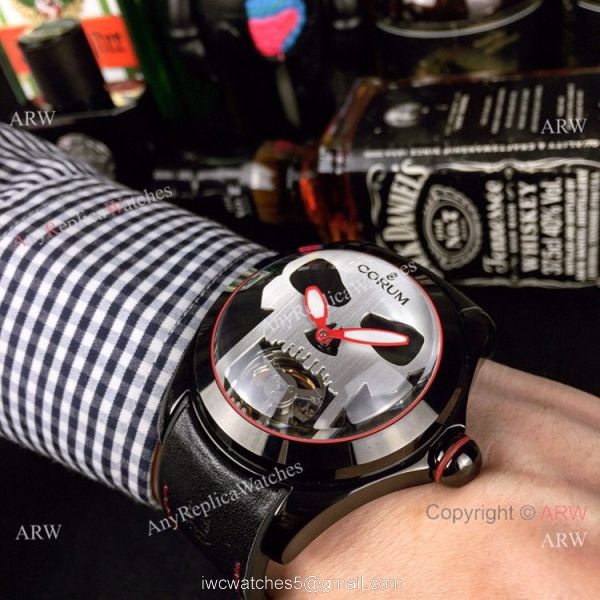 New Replica Corum Bubble Skull Tourbillon Watch Black Blue 3