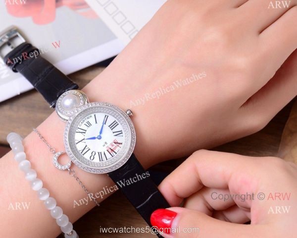 Higher Quality Cartier Ladies 35mm Watch Stainless Steel Diamond 3