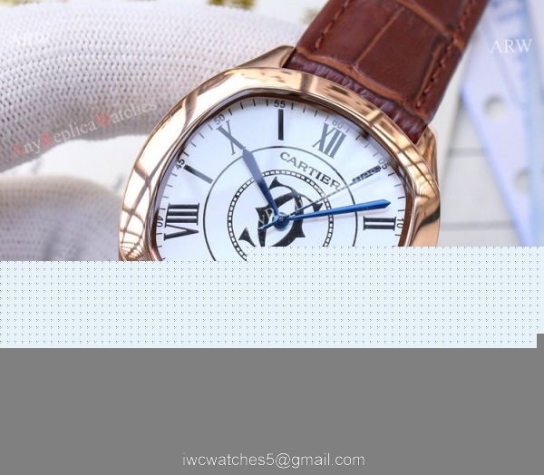 Copy Cartier Drive De automatic Watches Black Leather Strap 3